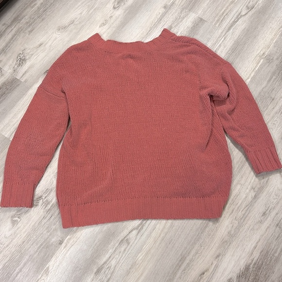 Aerie Dusty Rose Cozy Knit V-Neck Relaxed Fit Oversized LS Sweater / NWOT / Sz M - Picture 3 of 8